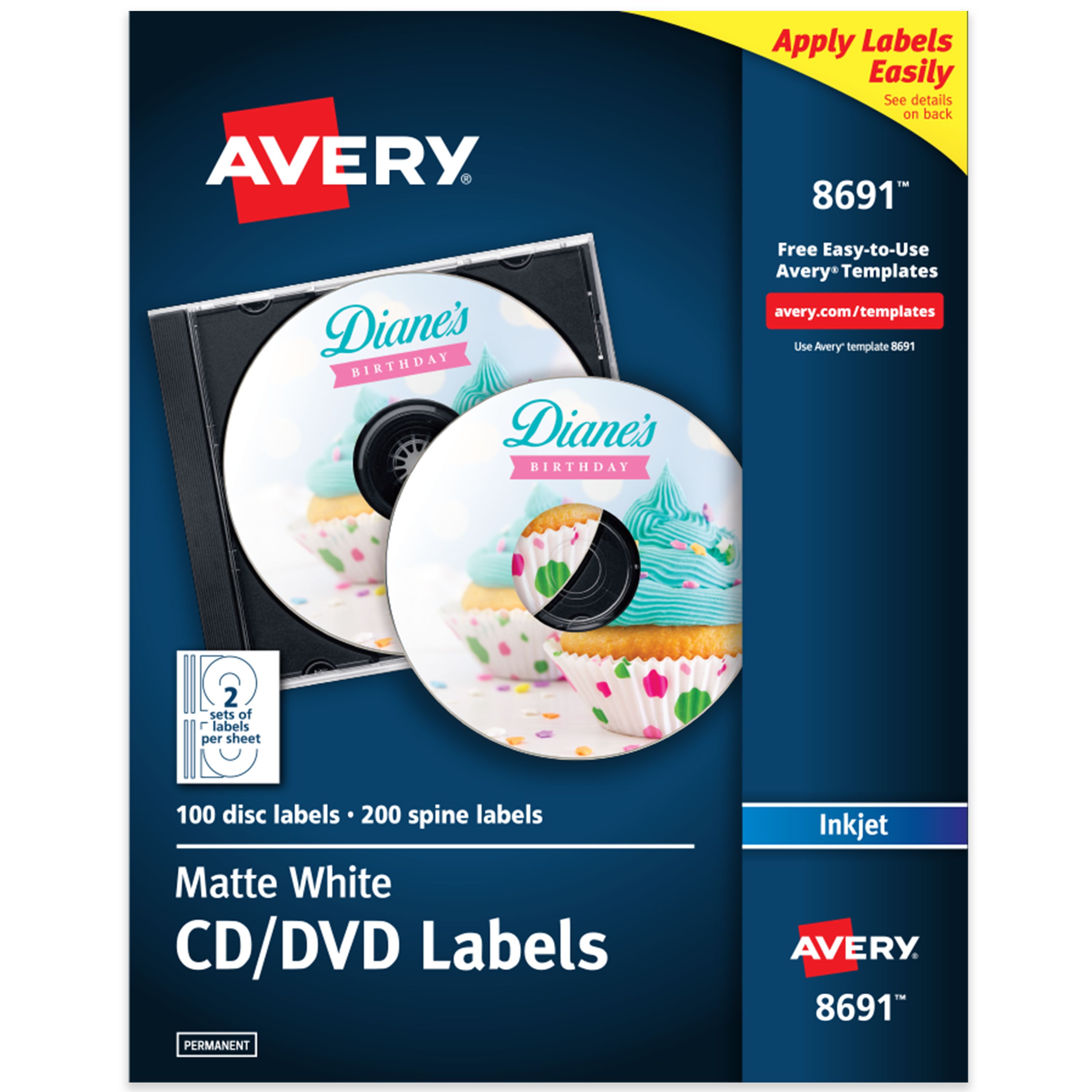 CD Labels, 100 CD Labels & 200 Spine Labels 8691 | Avery